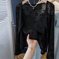 thumbnail image 2 of Lmueinov Womens Plus Size Lace Cardigan Sweaters Sheer Long Sleeve Open Front Lightweight Cover Up Trendy Scalloped Hem Summer Beach Top S-5XL, 2 of 8