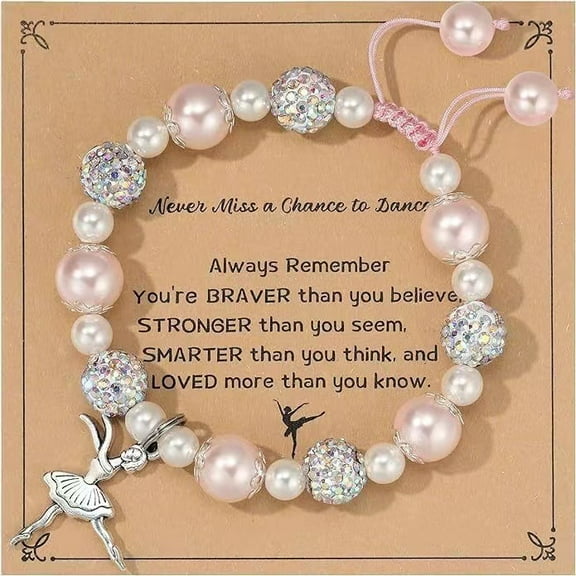 NICKSUN Dance Recital Gifts for Women, Dancing Sparkle Pink Dance Bracelet for Dance Lover Team, Ballerina Gift for Ballet Dancer, Dancing School Competition Gifts for Ballet Friends Mate