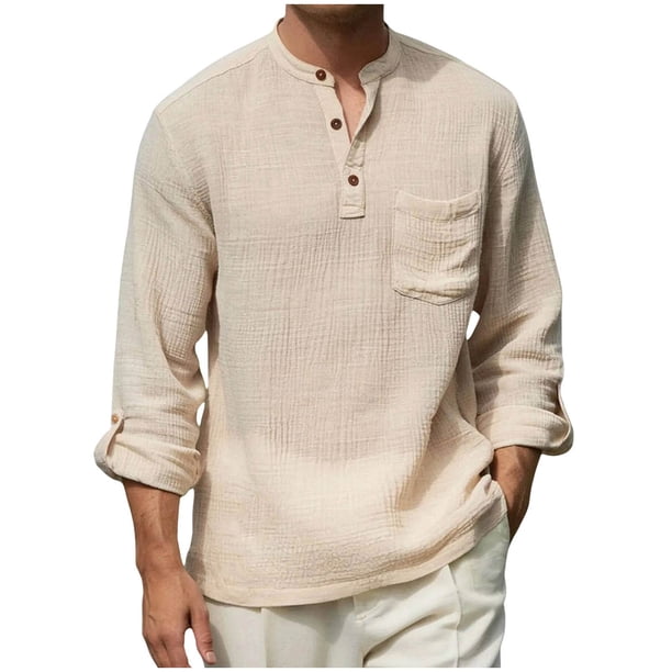 Camisetas de Manga Larga Casual Color Sólido Botón de Cuello Redondo Detalle Camiseta Suave para Deportes Primavera Diaria
