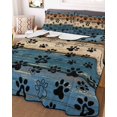 thumbnail image 2 of Quilts King Size, Navy Blue Paws Soft Comforter Bedding Set for Bed, Farmhouse Vintage Modern Blue Brown Wood Lightweight Quilted Bedspread with Pillow Cover(2 Pieces) for All Season, 96x106 Inch, 2 of 6