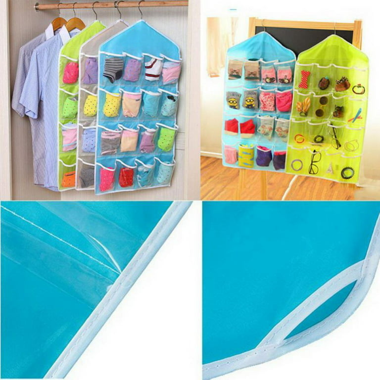 Portable 16 Grid Hanger Closet Hanging Bag for Socks Bra Underwear Storage  Organizer Wall Mount Bag
