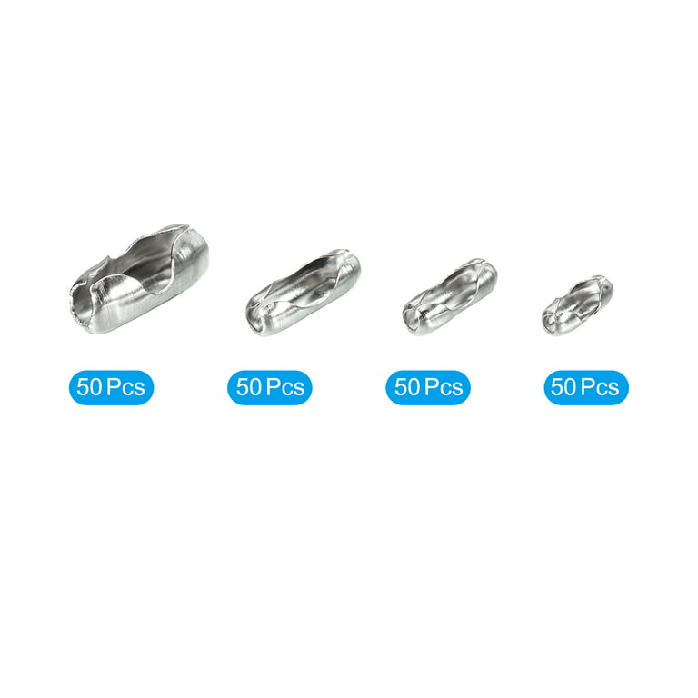 Uxcell 2.4/3.2/4.5/6mm Stainless Ball Chain Pull Loop Connectors Link Loop  Clasp 60 Pack 