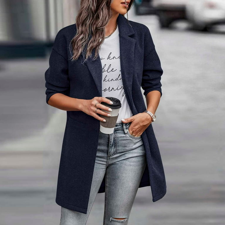 Navy wool hotsell blend coat womens