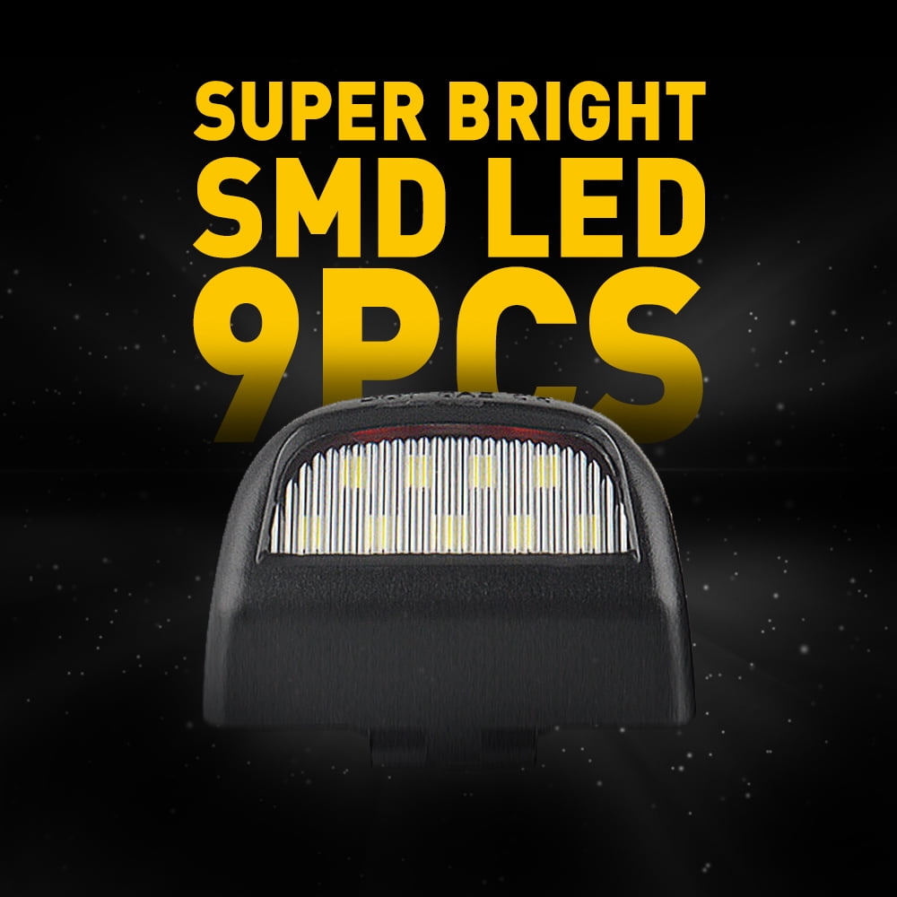 LED License Plate Light Tag Lamp Assembly Replacement For 1999-2013 Chevy Silverado GMC Sierra, DC12V 6000K White, Pack of 2