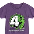 thumbnail image 3 of Marvel Hulk - Incredible Birthday 4 - Toddler And Youth Girls Fitted Short Sleeve Graphic T-Shirt, 3 of 5