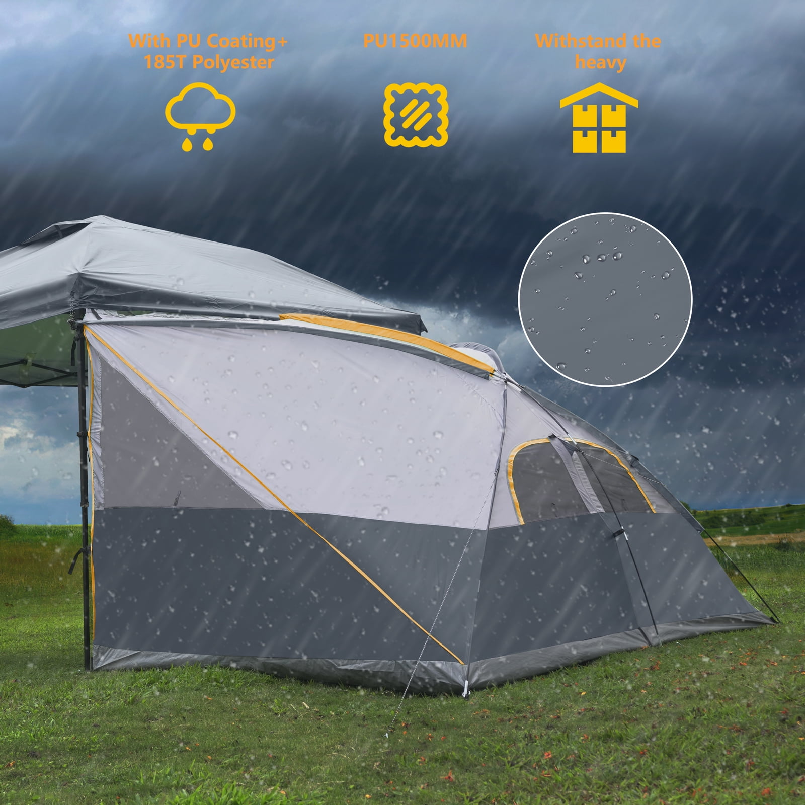 Camping Cube | Pop Up Canopy Side Tent for 10' x 10' Canopies Tent Easy Set Up Gazebo (Canopy/SHELTER NOT Included), Gray