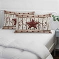 thumbnail image 3 of Red Texas Star Vintage Pillow Covers, Linen Long Throw Pillow Case, Farmhouse Berry Grey Wooden Holiday Pillow Protector Decorative Cushion Cover for Living Room/Bedroom 20" x 26", 3 of 8