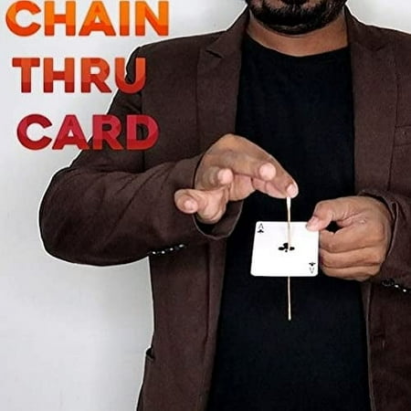 MilesMagic Magician's Chain Thru Card Gimmick Mysteriously Pass Through Card Pipe Mentalism Impossible Penetration Magic Trick (Only card, use your own chain)