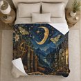 thumbnail image 5 of Enchanted Moonlit Astronomy Scene Vintage Books Crystals Luna, Peaceful Mountain Lake Scene, Warm Flannel Blanket for Cabin and Lodge, Outdoor Lovers Camping Gift, Rustic Home Decor, 5 of 9