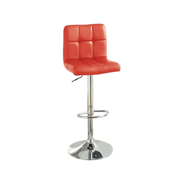 Taburete de bar Benzara de 64 a 109 cm, giratorio, acolchado, piel sintética roja