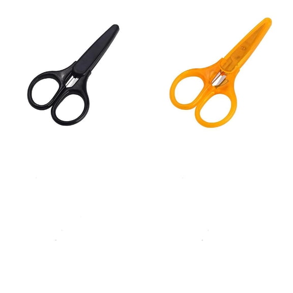 2Pcs 2 Colors Stainless Steel Craft Scissors Small Sewing Scissors with Plastic Handle and Protect Cover for Women Needlework