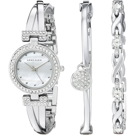 Anne Klein Women's AK-1869SVST Silver Metal Analog Quartz Fashion Watch