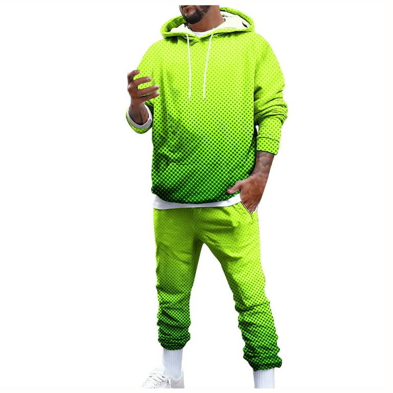 Hfyihgf Mens Sweat Suit Set Tracksuit Jogging 2 Piece Athletic Outfit  Hoodie Sports Sweatsuit Pullover Sets(Green,XL) 