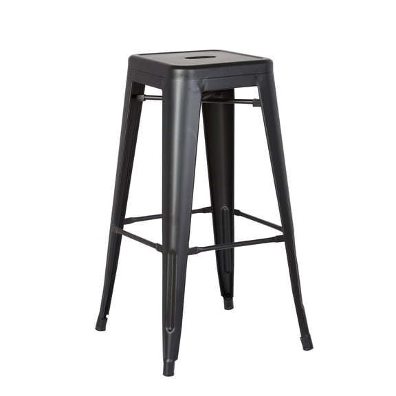 OceanTailer HomeRoots Furniture 30"H Industrial Style Backless Metal Barstool in Matte Black - Set of 2