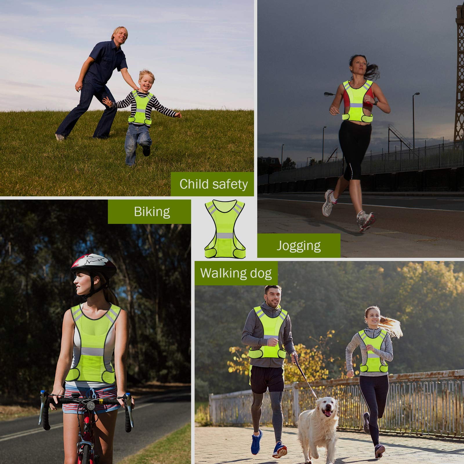 2 pack Safety Vest, Adjustable Reflective Vest Hi Vis Straps with Security Vest Unisex for Running Cycling