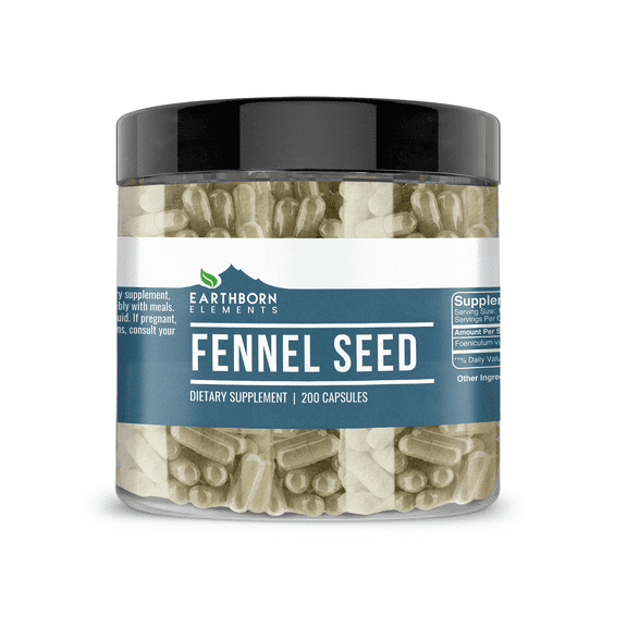 Earthborn Elements Fennel Seed 200 Capsules, Pure & Undiluted, No Additives