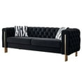 thumbnail image 2 of 84.25" 2-Seat Sofa, Modern Fabric Upholstered Loveseat Couch with Button Tufted Backrest and Armrest, Standard Sofa with Metal Legs and Thicken Seat Cushion for Living Room Office, Black, 2 of 7