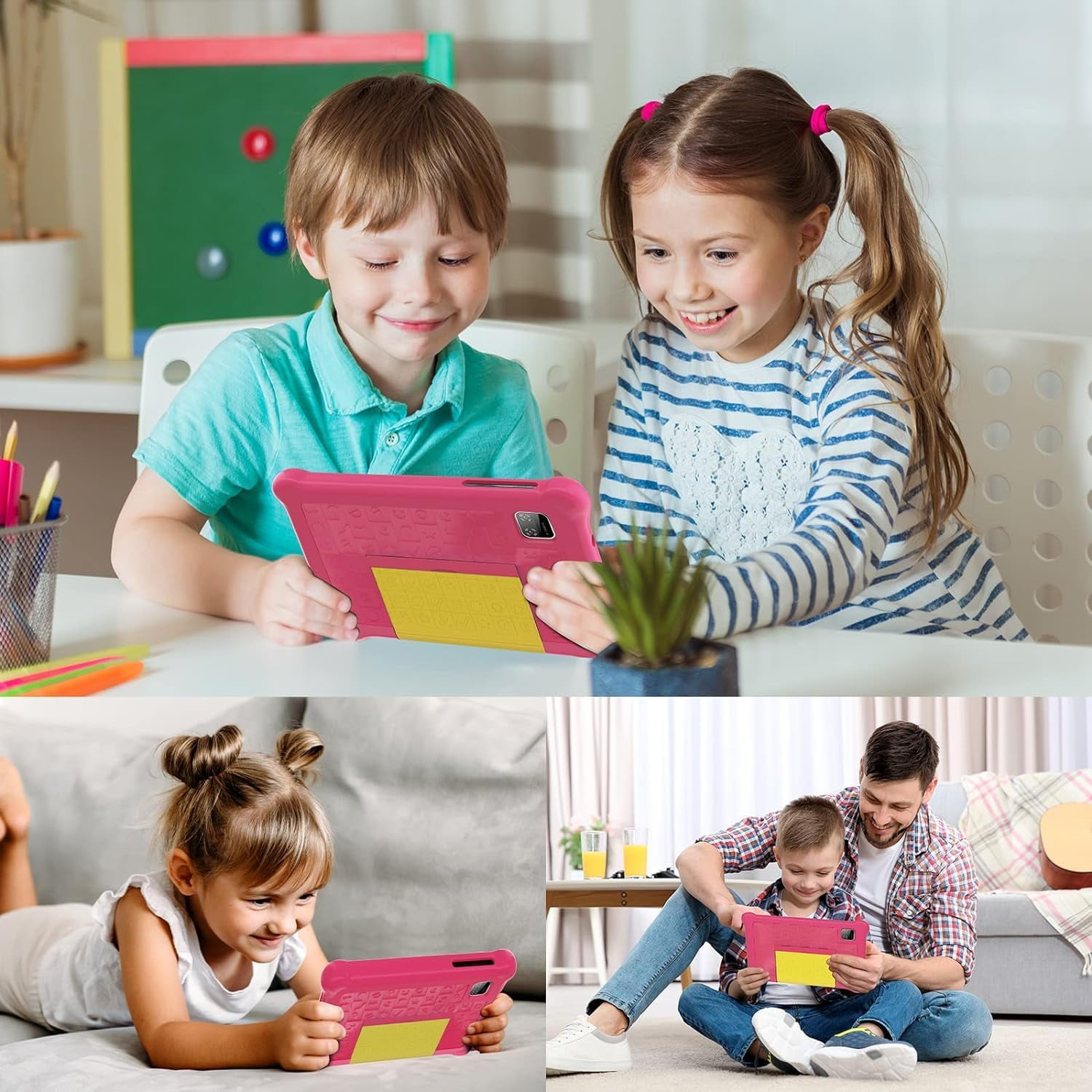 Kids Tablet 7 inch, Android 13 allwinner Go Quad Core, 5GB RAM + 32GB ROM, 128GB Expansion, HD Display, Wifi, Children Tablet with Parent Control - Pink