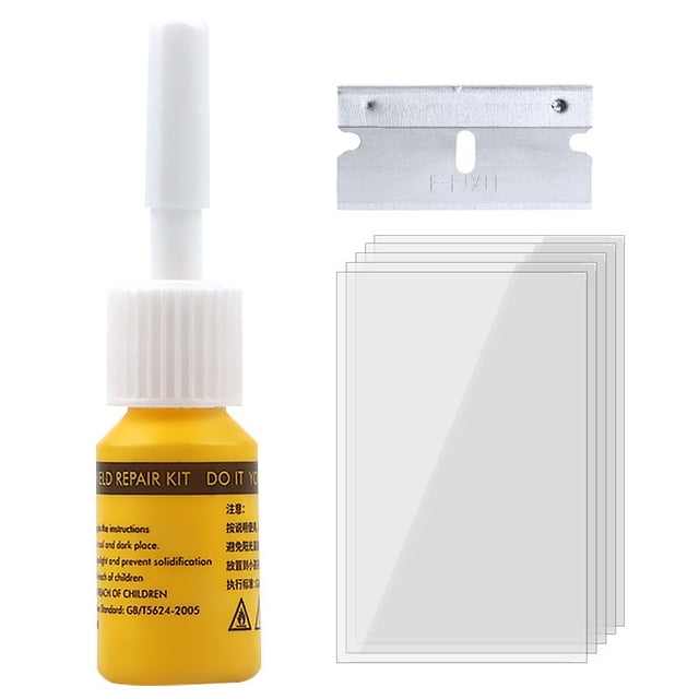 Kit de Reparación de Parabrisas, con Aplicador de Resina, para Astillas, Grietas y Ojos de Buey, Incluye Líquido de Reparación, Espátula y Tarjeta de Avión, 3ml para Reparación de Cristal Automotriz