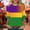 2#Multicolor, variant on DPTALR Mardi Gras Women's Fashion Printed Casual Round Neck Three-Quarter Sleeve T-shirt,Multicolor,Size M