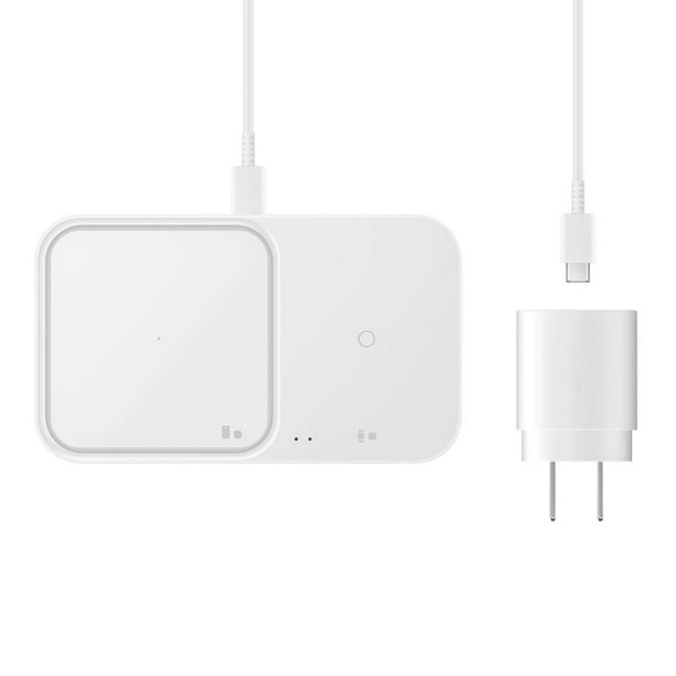 Samsung 15W Super Fast Wireless Charger DUO Pad with Travel Adapter - White  - 2 in 1 Stand for Android Galaxy Phones, Galaxy Buds, Galaxy Watch -  