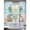 thumbnail image 2 of Summer Coral Sheer Curtains 72 Inch Long 2 Panels, Seashell Starfish in Glass Bottle Ocean Beach Light Filtering Rod Pocket Curtains, Sheer Voile Drapes for Living Room Bedroom, 52"x72", 2 of 8