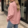 thumbnail image 4 of Tqcoqu Women's Collared Long Sleeve Solid Blouse Loose Casual Shirt with Heart Decorative Buttons, 4 of 5