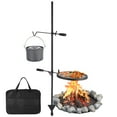 thumbnail image 1 of Alloy Steel Camping Swivel Grill, Adjustable Open Fire BBQ Stand with Grill & Griddle, Portable Campfire Cooking Rack with Carry Bag, 1 of 5