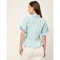 thumbnail image 4 of Moomaya Printed Cotton Short Sleeve Peplum Top - Shirt Collar, Chic Top, 4 of 9