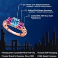 thumbnail image 2 of Gem Stone King 18K Rose Gold Plated Silver Swiss Blue Topaz and Pink Created Sapphire Filigree Style 3 Stone Ring for Women (2.30 Cttw, Oval 8X6MM and 6X4MM) (Size 8), 2 of 6