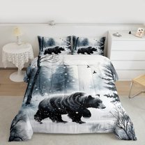 Manfei 3D Farmhouse Bear Queen Comforter Set, Woodland Animal Bedding Sets, Teens Boys Girls Kids Bedding Comforter Set, Ultra Soft Home Decor, 3pcs