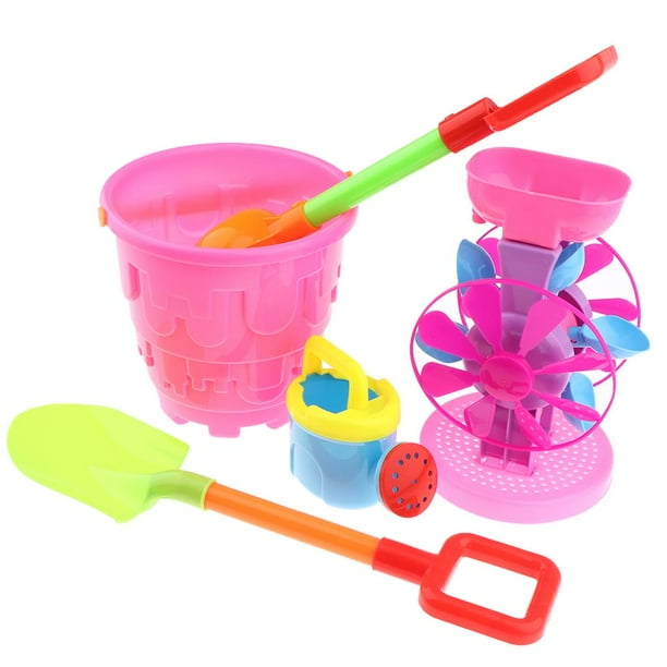 8 Pieces Beach Sand Toys Set Sandbox Bucket & Water Wheel Sandglass