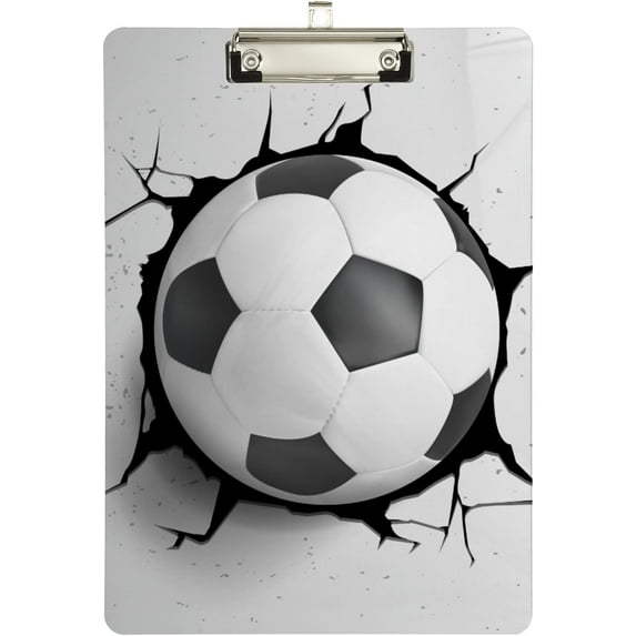 FMSHPON Soccer Ball Cracked Wall Clipboard Hardboard Wood Nursing Clip Board and Pull for Standard A4 Letter 13x9 inches
