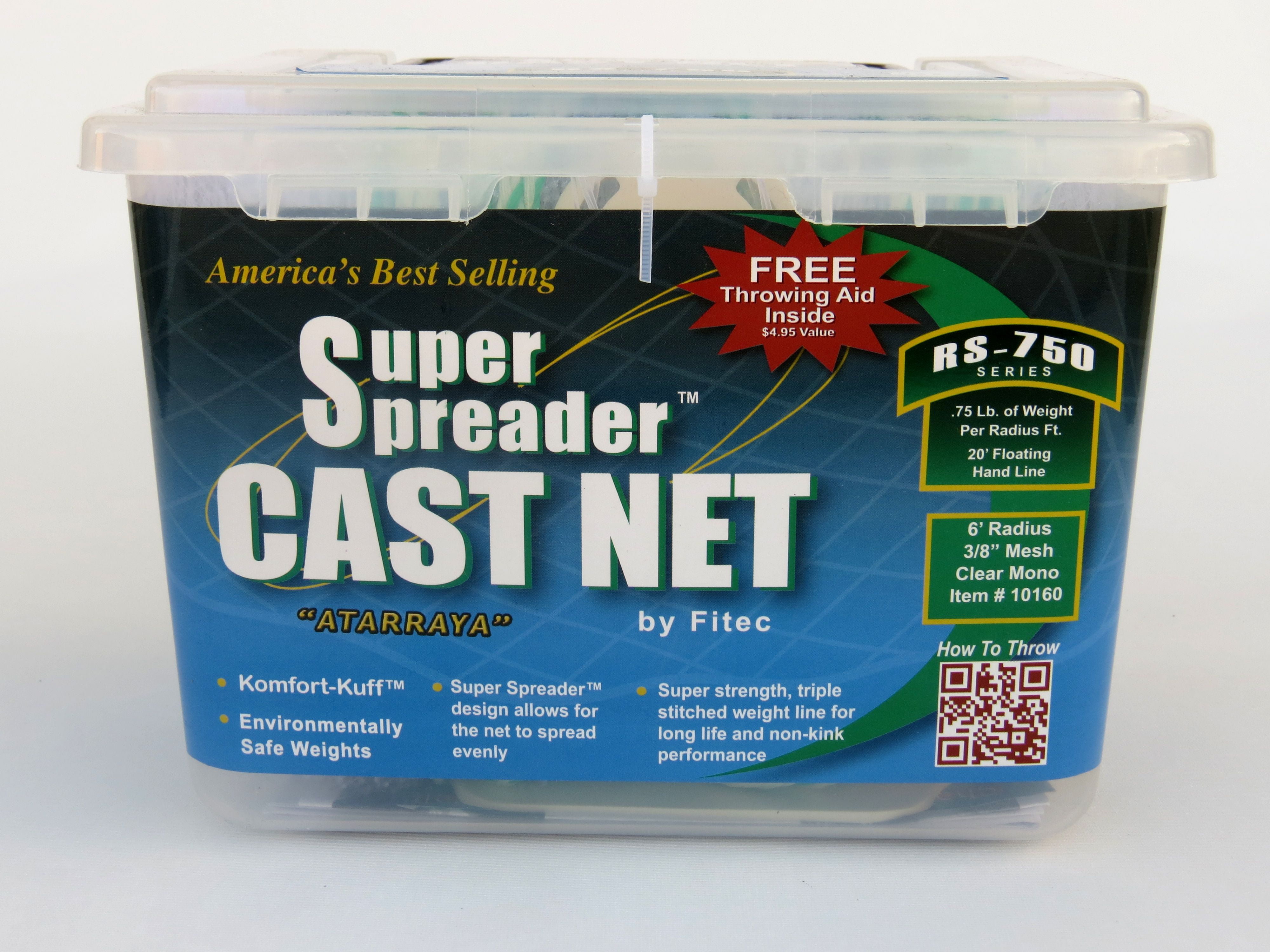 3/16-Inch by 7-Foot FITEC SS1000 Super Spreader Clear Fishing Cast Net