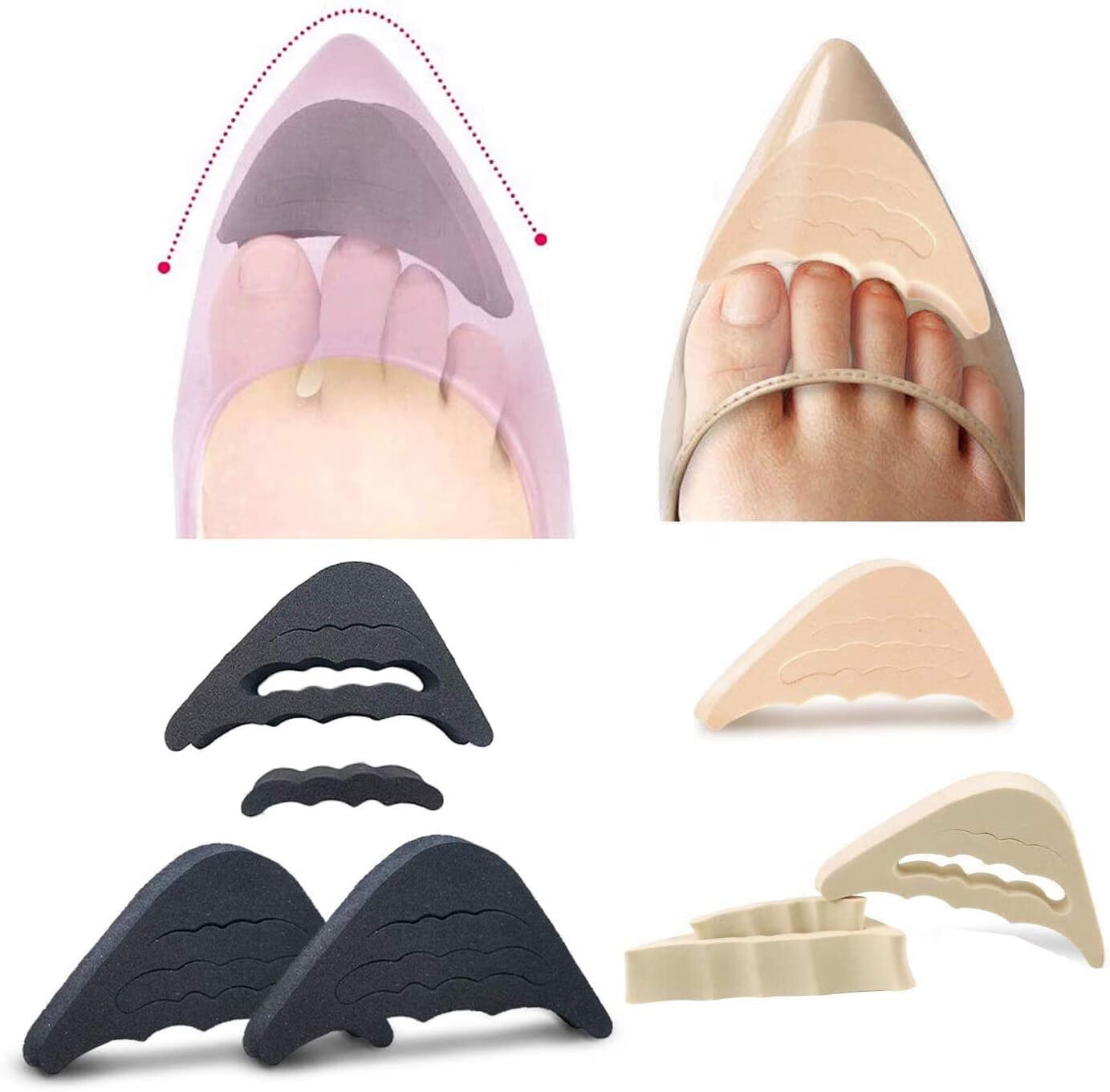 MSHUN 4 Pairs Soft Sponge Half Insoles, Reusable Big Toe Plug Foot