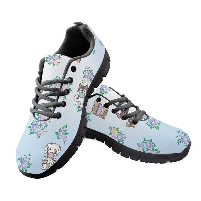 Zapatos casuales de enfermería para mujer, bonitos zapatos planos con estampado de gato y perro, zapatillas deportivas para correr