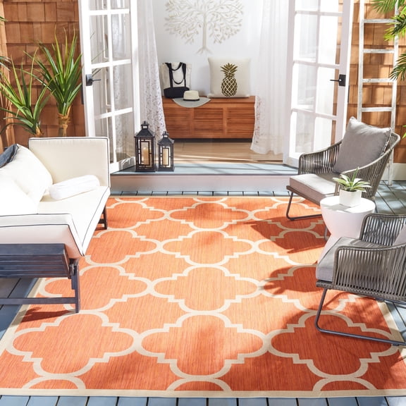 Safavieh Courtyard Becky Geometric Indoor/Outdoor Area Rug, Terracotta, 9' x 12'