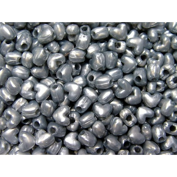 JOLLY STORE Crafts Gray Pearl Heart Shaped Pony Beads, Made in USA