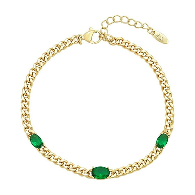 Pulsera Esclava Barbada para Dama con Esmeraldas Oro 14K Lam dorado Unitalla