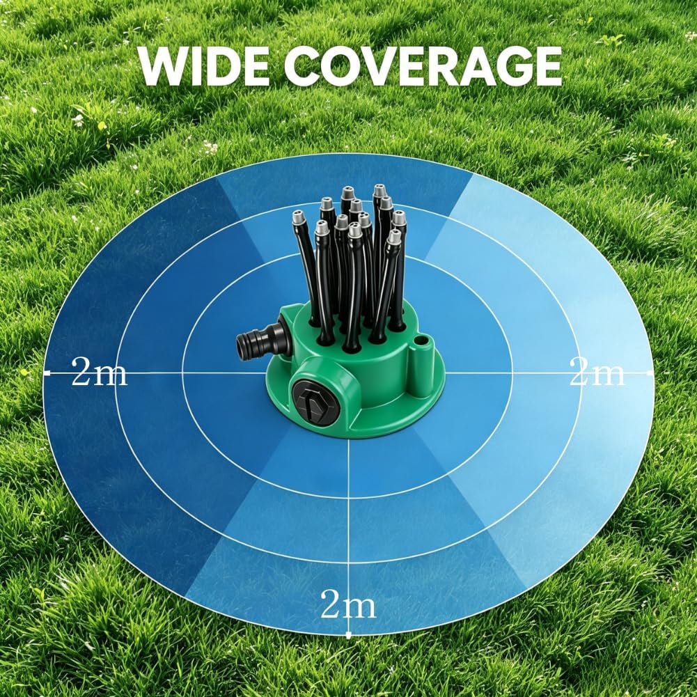 360° Coverage Precision Garden Irrigation Sprinkler with Heavy-Duty Spike Base, Automatic Rotating Lawn Sprinkler, for Yard, Lawn Sprinkler