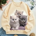 thumbnail image 3 of FINALGANG Girls Casual Sweatshirt Kids Cute Cat Print Comfortable Pullover Long Sleeve Crewneck Loose Fit Top For Daily Wear Casual Outings Leisure Top, 3 of 3
