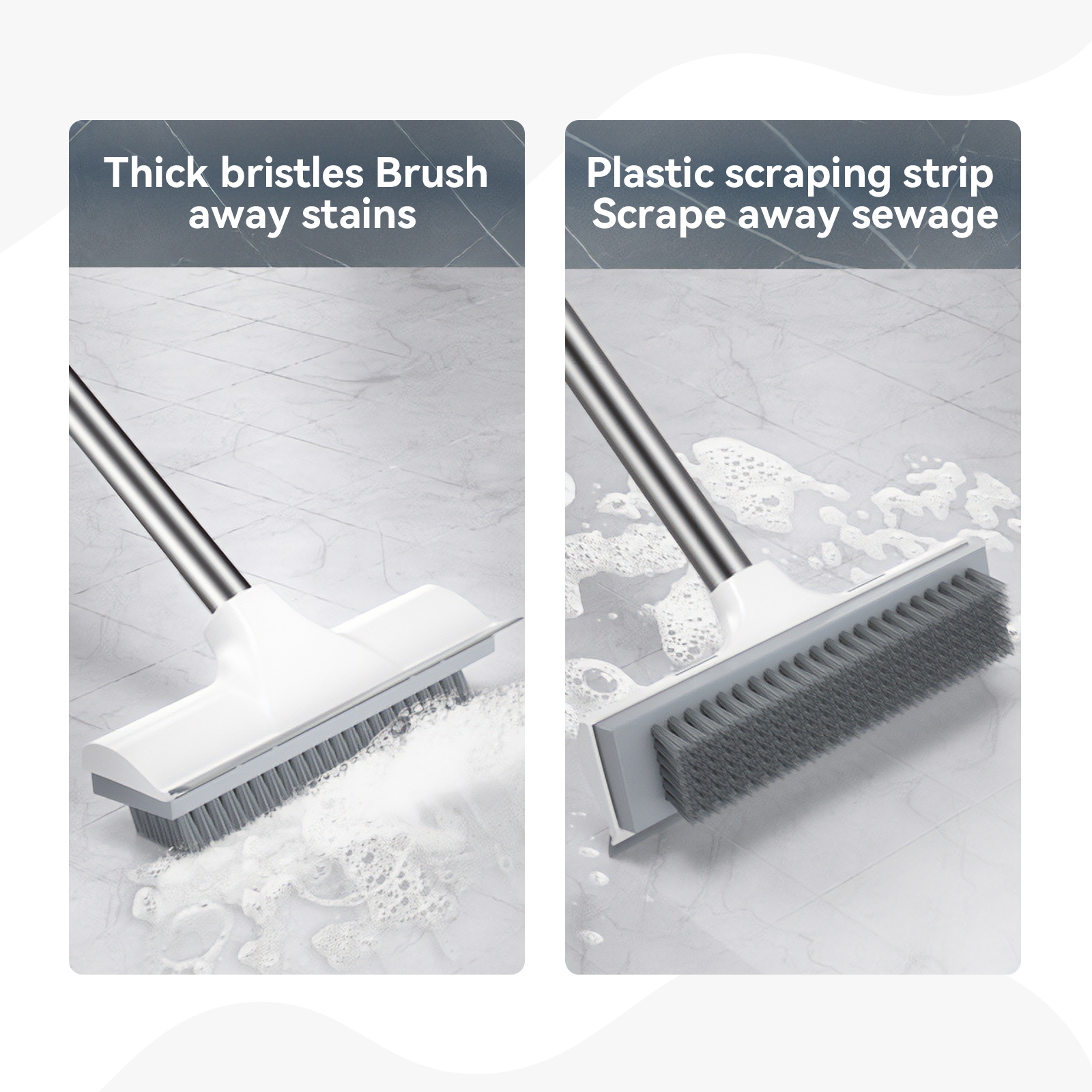Fuvuan Floor Scrub Brush with Long Handle, 2-in-1 Squeegee photo 5