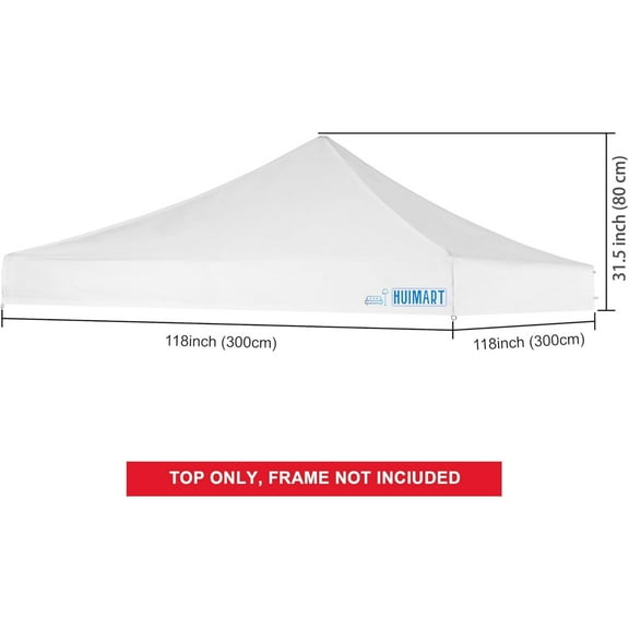 HUIMART 10x10 Top Replacement Cover for Outdoor Pop-up Canopy, Canopy Tent Top Cover for 10 x 10 Canopy, White (Only Top Cover)