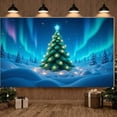 thumbnail image 3 of Illuminated Christmas Banner Northern Lights Xmas Display Snowy Green Holiday Backdrop for Christmas Party Winter Holiday Indoor Decoration, 3 of 9