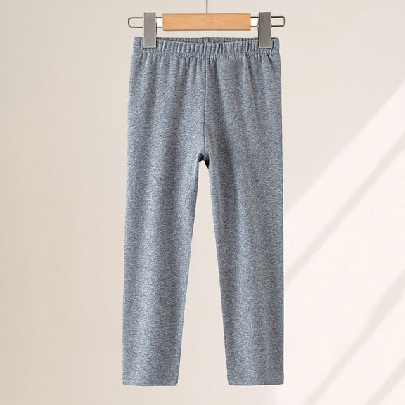Girls Cotton Leggings with Elastic Waist - Soft Breathable Kids Leggings for Everyday, School & Playwear - Gray - Sizes 110-170,Size 6-7T
