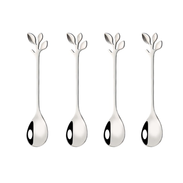 Silver Stainless Steel Coffee Spoons Set Of 4 Dessert Spoons Ice Cream Spoons Tea Spoons Kitchen Tableware Gift Set Polished Spoons For Milk Coffee Dessert 4.7 Inches