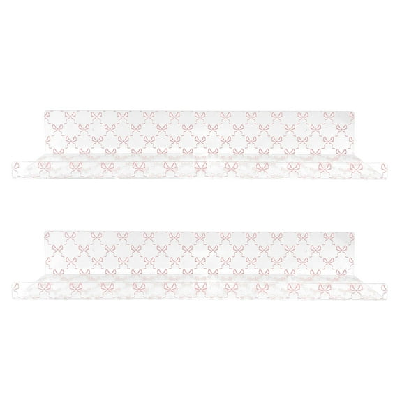 Pink Bow Acrylic Floating Wall Shelves, Set of 2