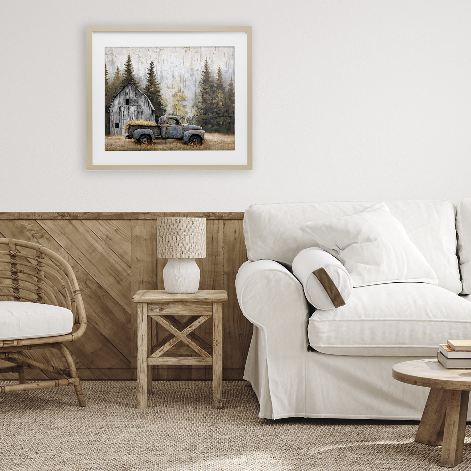 Stupell Industries Autumn Barn & Pine Forest Birch Framed Print Under Glass, design by Imagine It Images