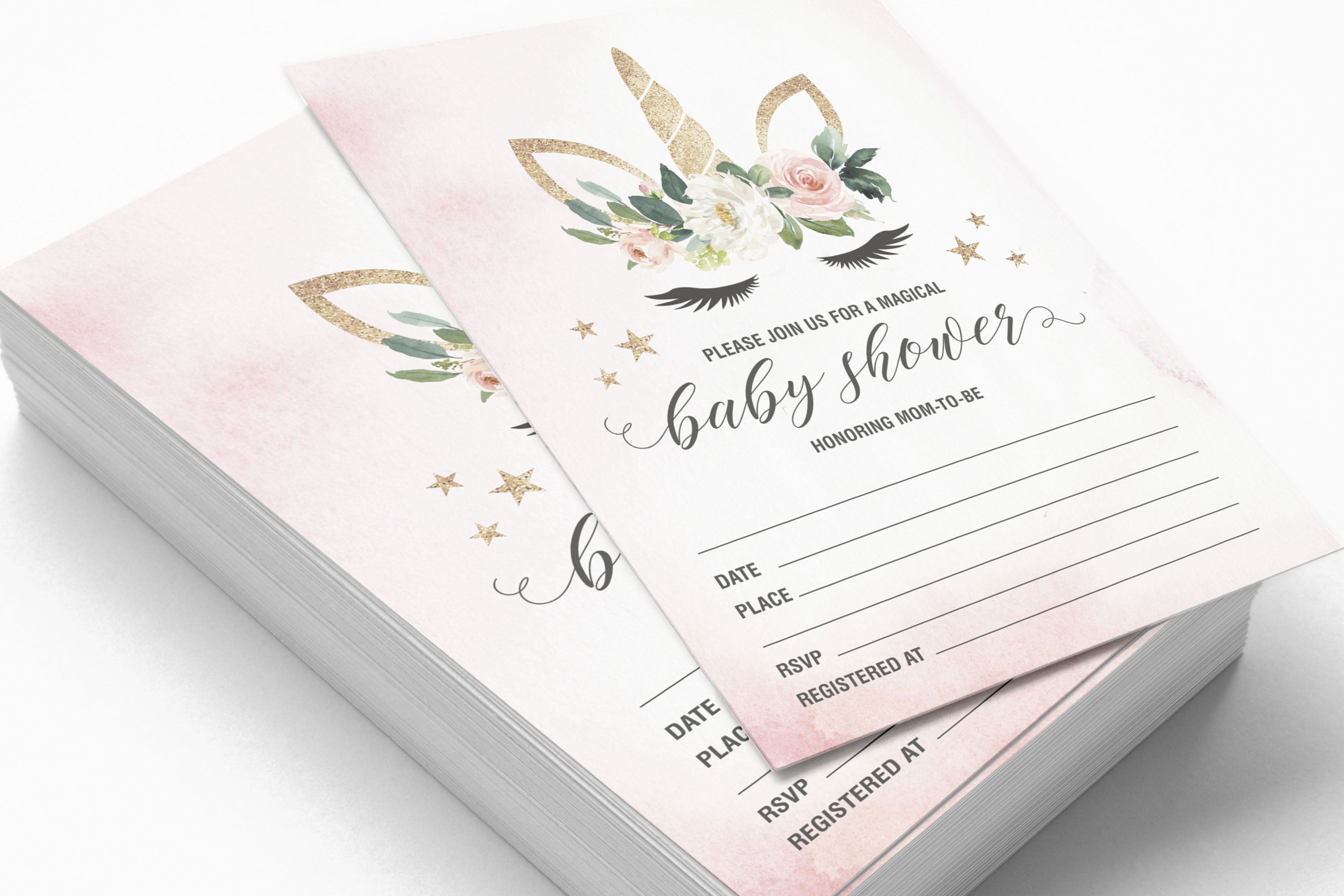 Inkdotpot Set Of 30Gender Reveal Baby Shower Invitations-Diaper Raffle Tickets And Baby Shower Book Request Cards Its a Girl Invites