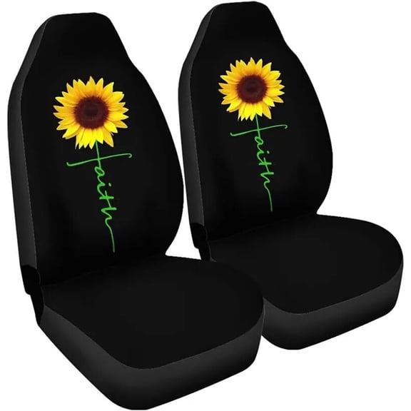 Christian Sunflower Faith Sunflower Scripture Bible Front Car Seat Covers Auto Seat Covers Set of 2 Universal Fit Most Vehicle